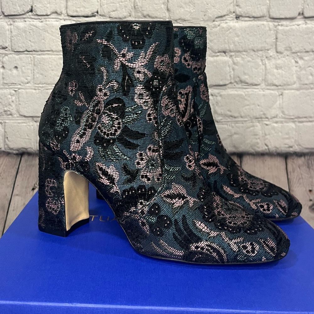 Stuart Weitzman Nell 85 jacquard ankle boots 38.5 - Picture 2 of 9